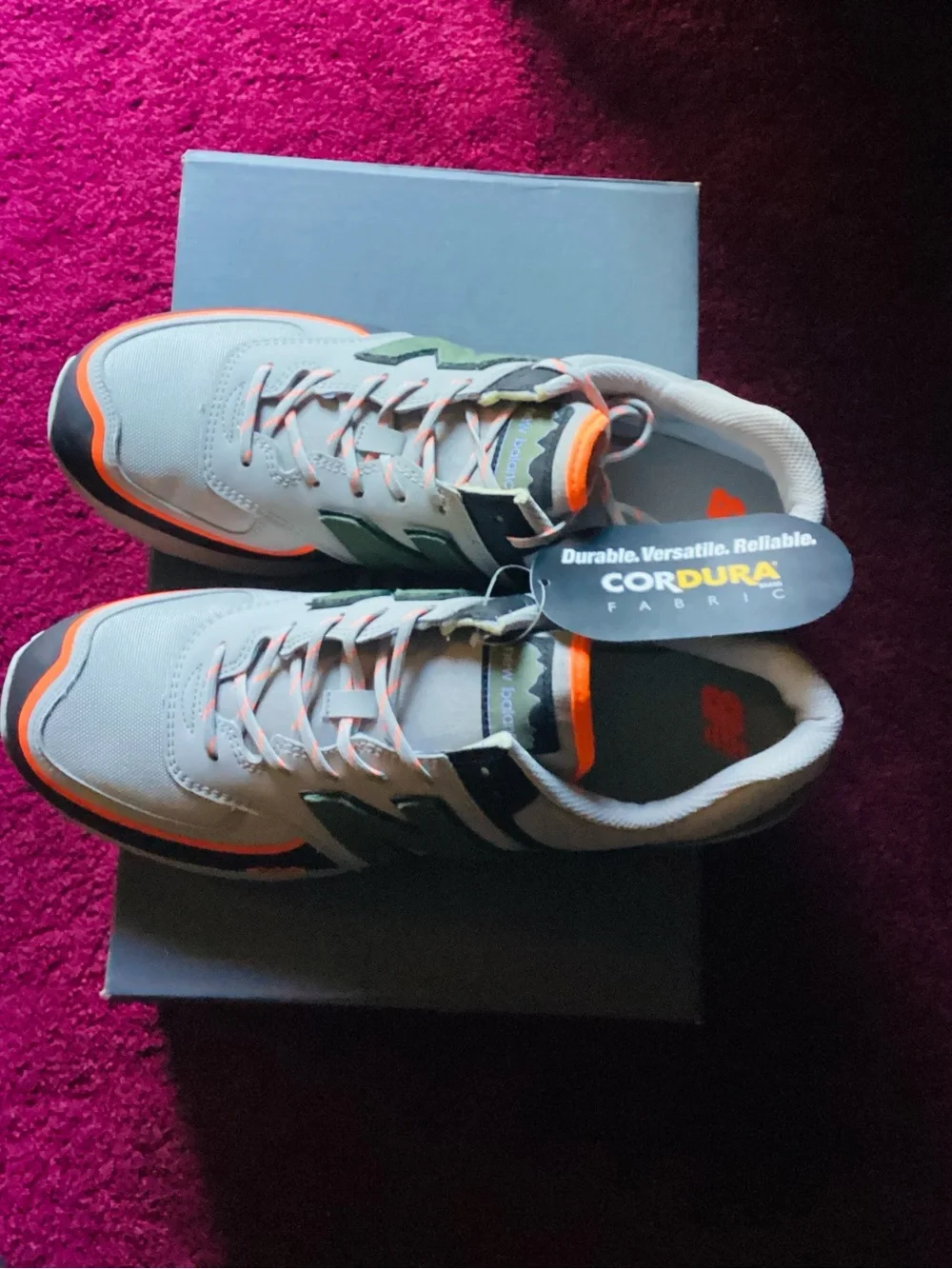 New Balance Men's Sneakers - White, Black & Orange Trim - Picture 3 of 3